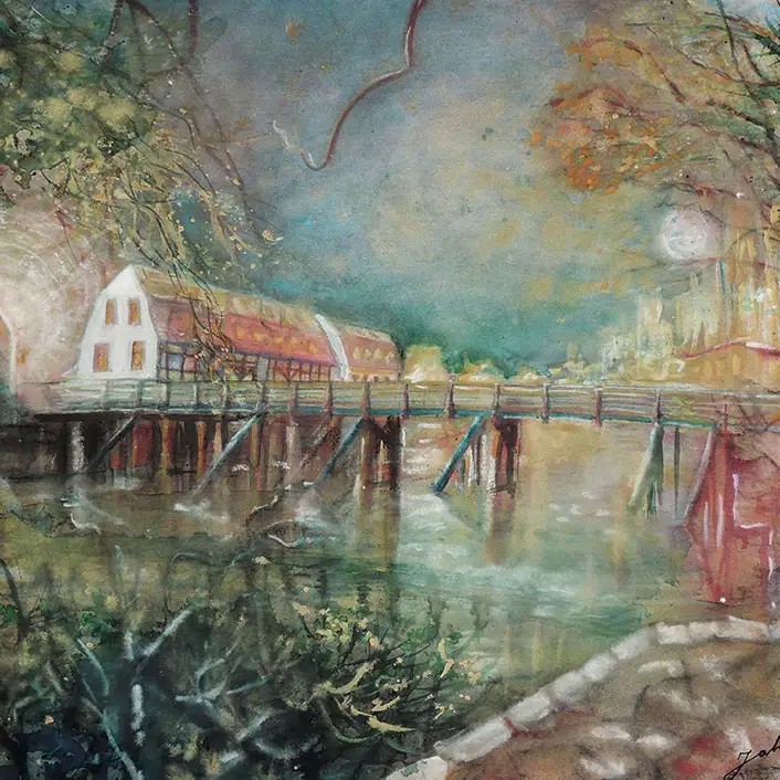 Weidenmühle Nürnberg :: Größe 50cm x 70cm :: Pastell